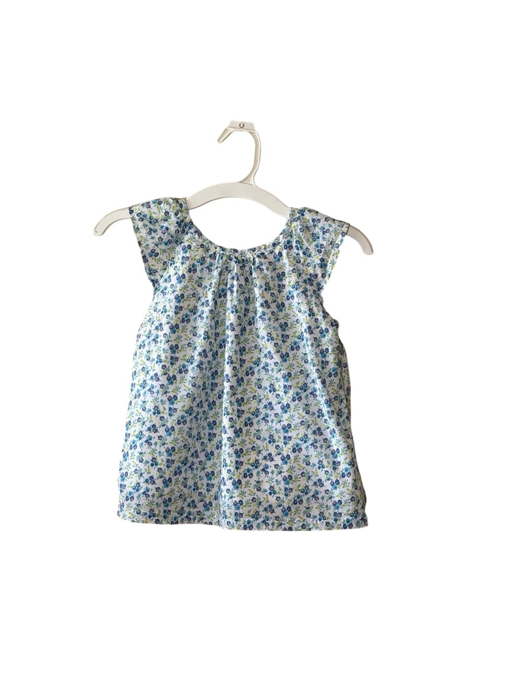 Mini Boden Blue and Green Floral Sleeveless Top,Size 4-5Y,100% Cotton